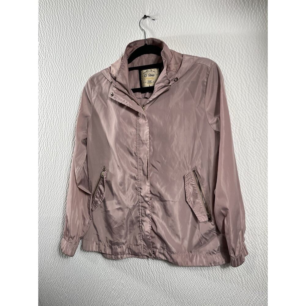 Ci Sono Womens Originals Pink Rain Jacket Size L Rose Gold zipper Spring Summer